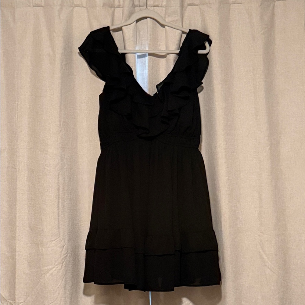 Abercrombie & Fitch Black Ruffle Mini Dress